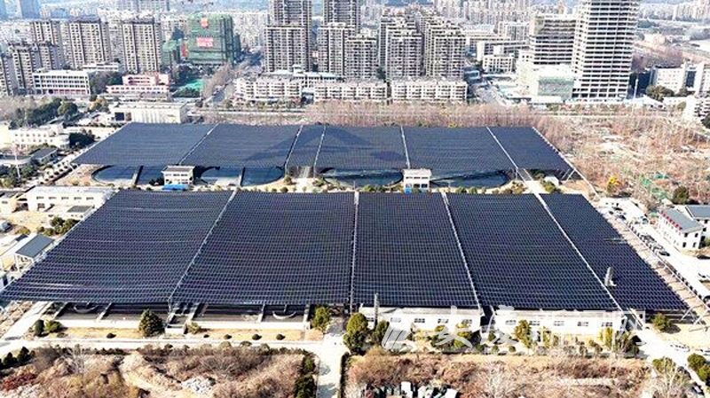 安徽省内最大柔性支架“光伏+污水厂”项目并网发电