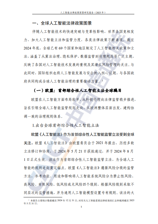 人工智能法律政策图景研究报告（2025年）