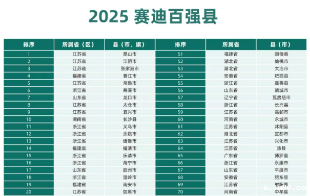 2025赛迪百强县